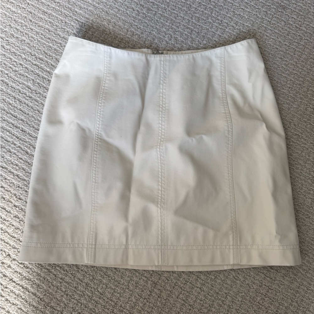 Free people off white mini leather skirt